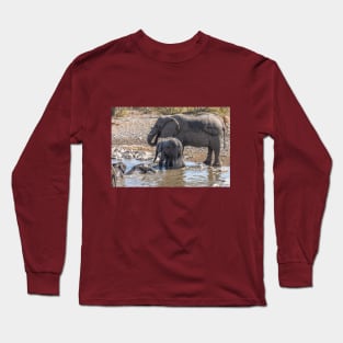 Namibia. Etosha National Park. Baby Elephant Having Fun in the Water. Long Sleeve T-Shirt